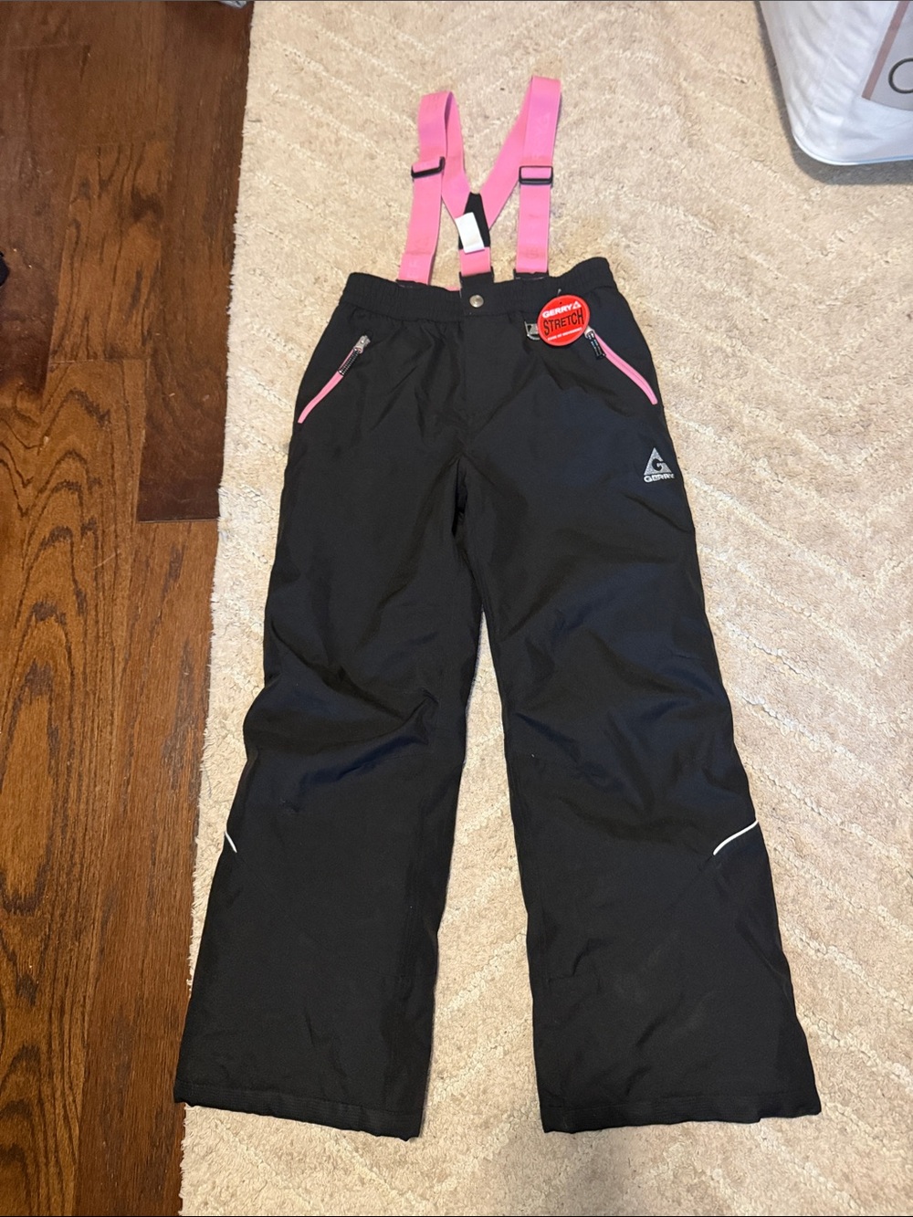 Girl's Gerry Black Ski Pants with Pink Suspenders -NWT